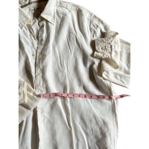 Men's White 100% Linen Button-Up Shirt Unisex Long-Sleeve. Size XL - Picture 12 of 14